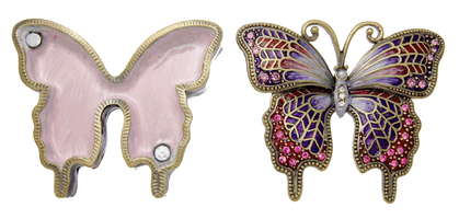 Purple Butterfly Cremation Keepsake shown open